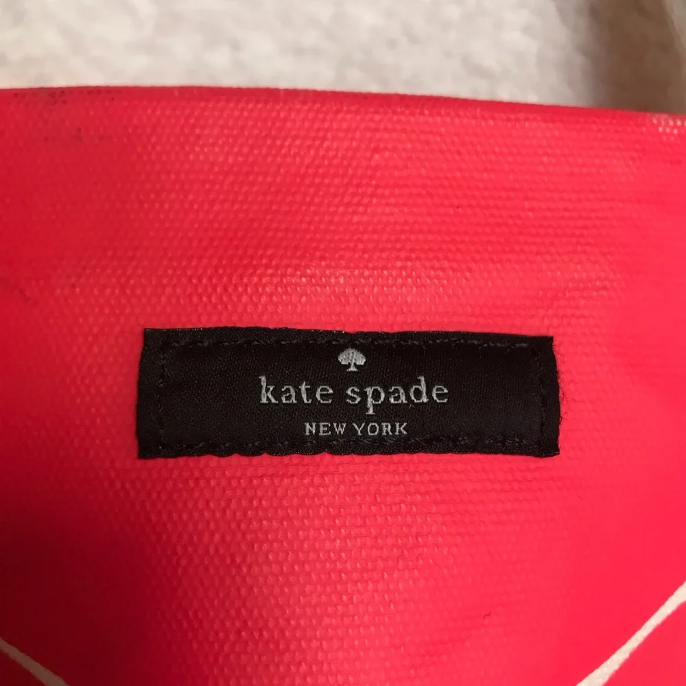 kate spade coral and cream large dot canvas tote - Picture 2 of 8